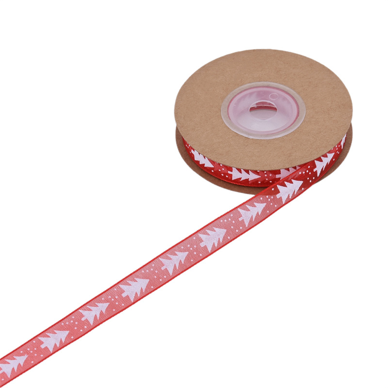 Navidad transfronteriza ribbon decoración de pastel impresa ribbon de árbol de Navidad gaza caja de regalo material ramo