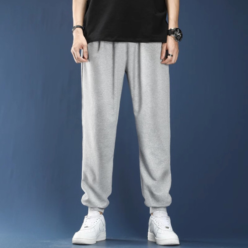 Casual sweatpants for men: autumn/winter long pants, oversized relaxed-fit trousers, plus-size joggers with ankle cuffs
