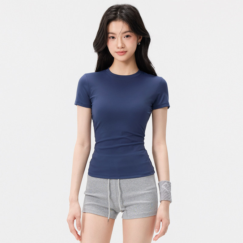 Summer Yoga Wear Short-Sleeved Women's Quick-Drying Breathable Elastic Tight-Fitting Sports T-Shirt Pilates Running Fitness Top Thin