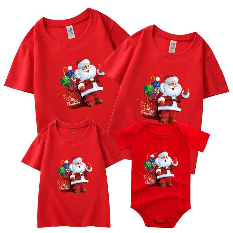 Ropa infantil hijo ropa manga corta Camiseta proveedor de electricidad Navidad Año Nuevo foto de la familia un regalo de Navidad