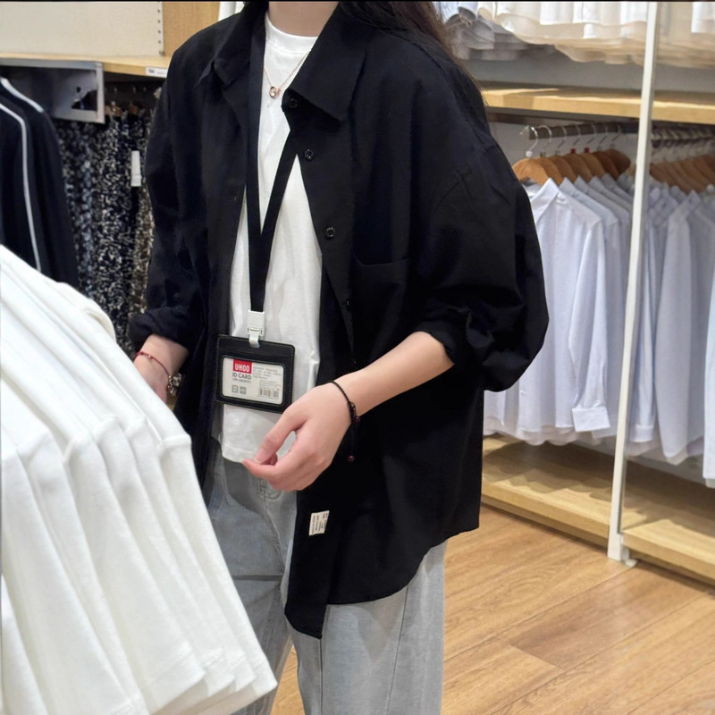Solid Color Basic Shirt Autumn New Women's Loose Casual Retro Versatile Slimming Sun Protection Long-Sleeved Top Cardigan Solid Color Basic Shirt Autumn New Women's Loose Casual Retro Versatile Slimming Sun Protection Long-Sleeved Top Cardigan