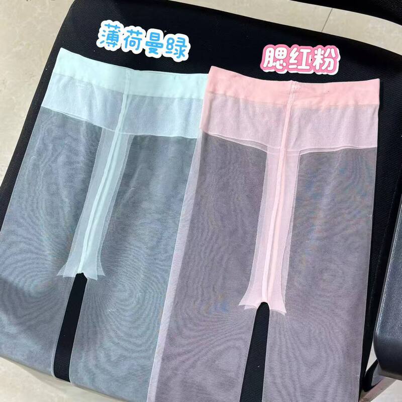 2025 new spring and summer mint mambo skin socks green stockings cold white leather thin pantyhose trembles little red book