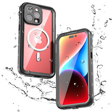 适用红辣椒iPhone15Pro Max透明防潜水苹果i15Plus磁吸三防手机壳