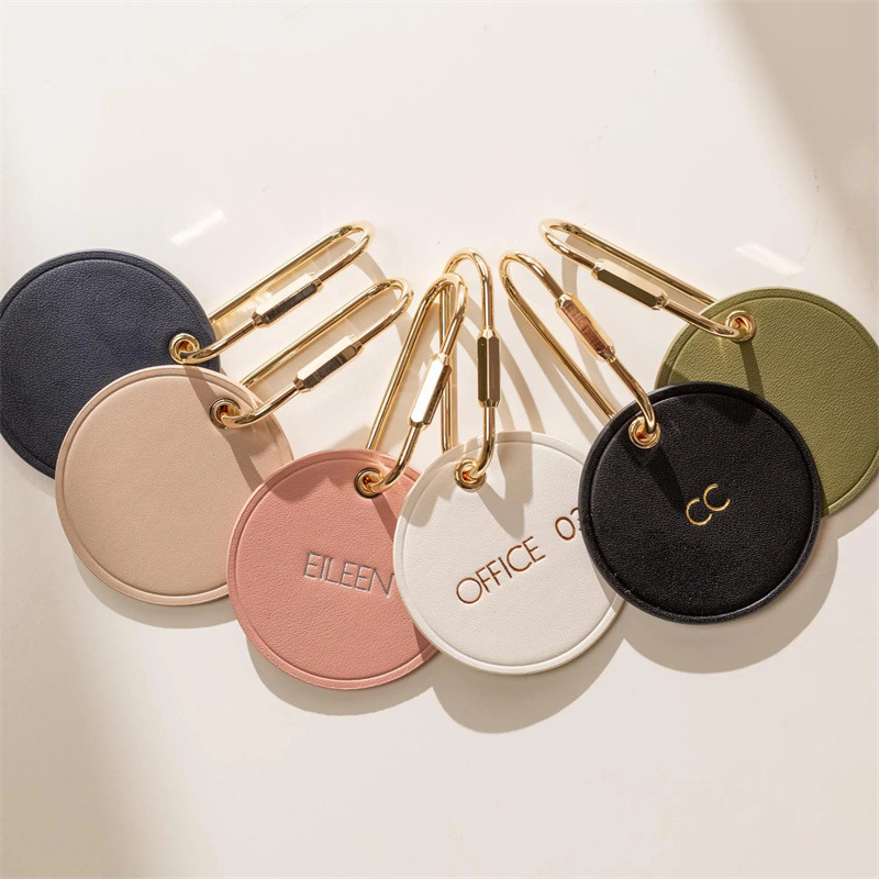 Creative Leather Brass Keychain, Printable Logo Car Key Pendant, Fashionable Round Keychain Keychain