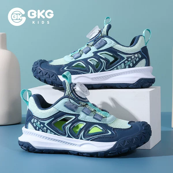 BKG Boys Running Shoes Mesh Surface Breathable Summer Rotating Buckle Hollow Mesh Shoes Women and Boys Sandals Children's sneaker