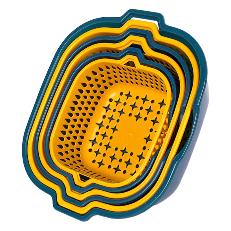 Lavabo de lavado de verduras de doble capa cesta de tres piezas cesta de drenaje de frutas plato de fruta filtración de agua cesta de drenaje azul cesta de drenaje de agua