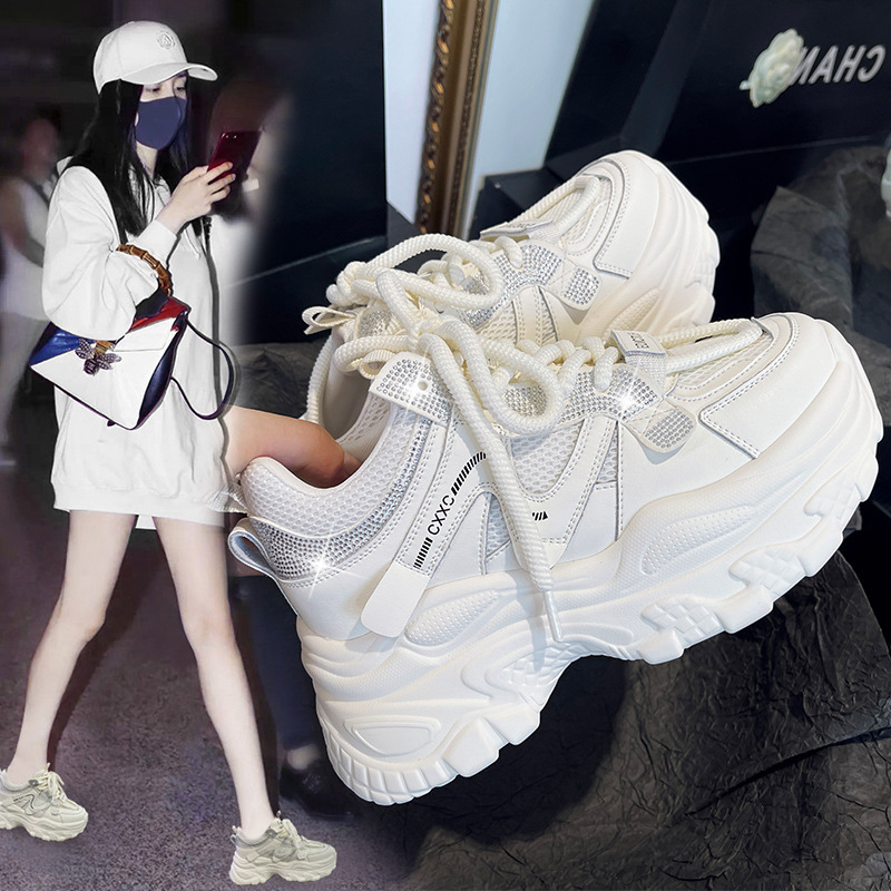 爆款厚底老爹鞋女2025秋新款增高显瘦休闲女鞋百搭9CM高跟运动鞋|undefined