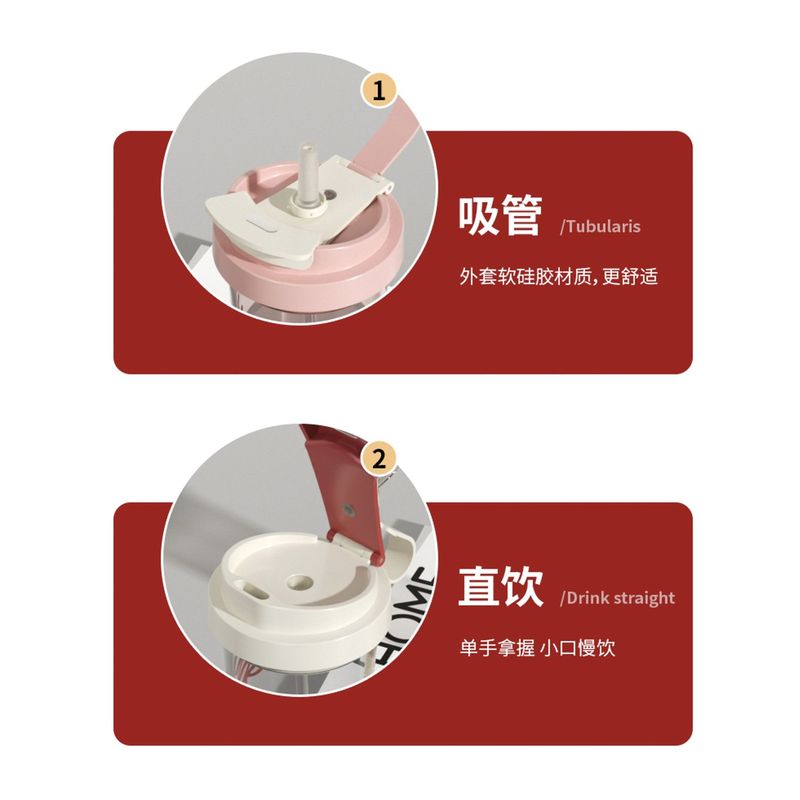 現物高颜値携帯ハンドル両手カップストローカップ女花茶プラスチックスポーツカップ大容量夏|undefined
