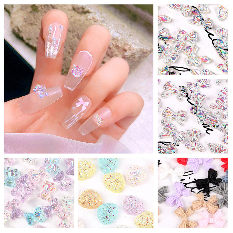 2022 new Aurora color acrylic nail decoration diy flat shaped diamond magic nail jewelry material