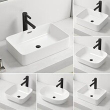 Engineering Simple Art Countertop Washbasin Bathroom Ceramic Washbasin Art Square Round Single-Sided Basin