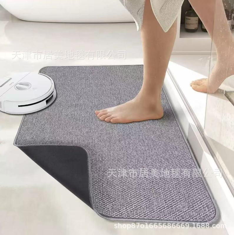 纯色简约吸水易打理耐脏耐磨亚麻硅藻泥卫生间玄关进门入口地垫|undefined