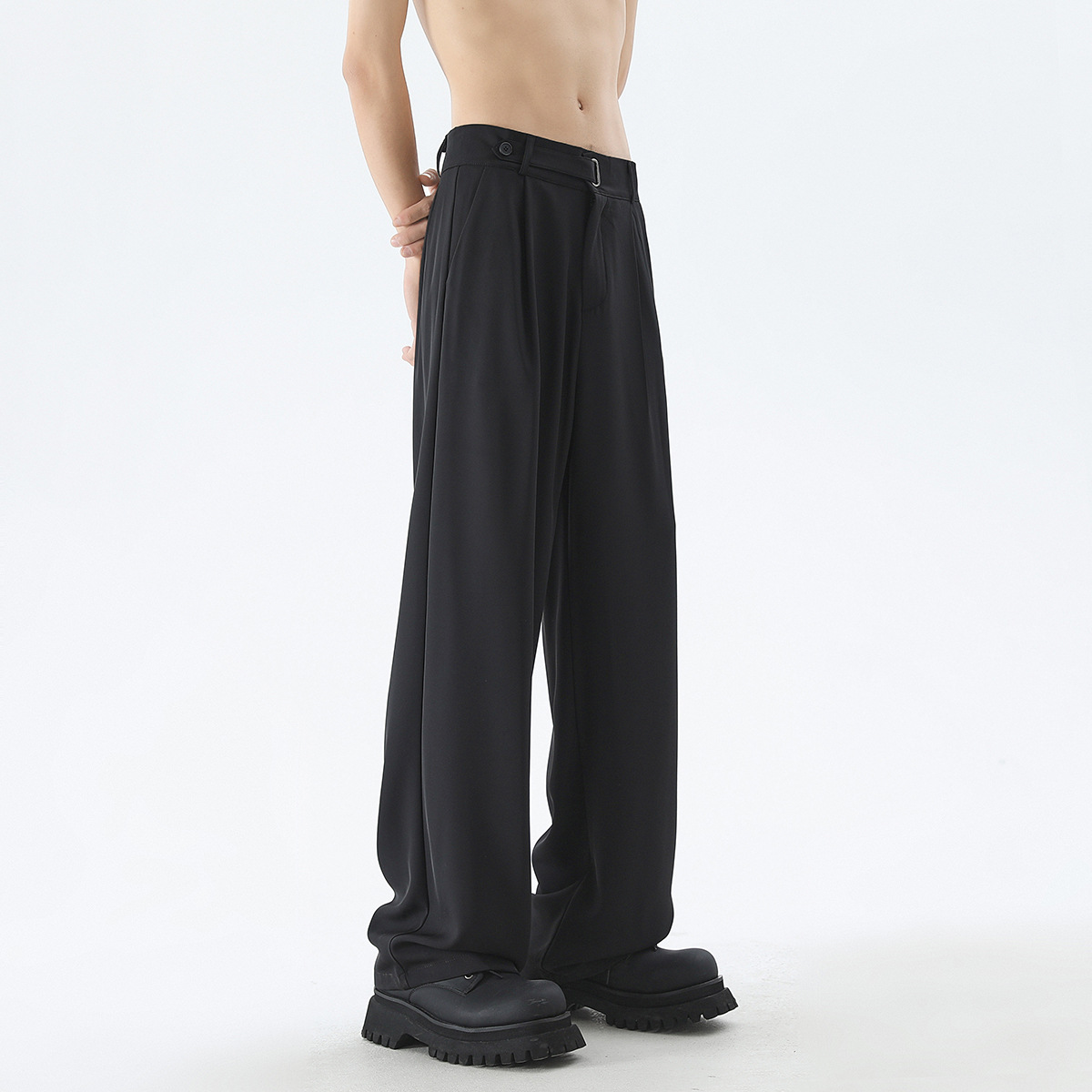 Pantalones de primavera y otoño pantalones de cintura alta sueltos piernas anchas delgadas pantalones rectos hombres fábrica transfronteriza al por mayor de seda de leche