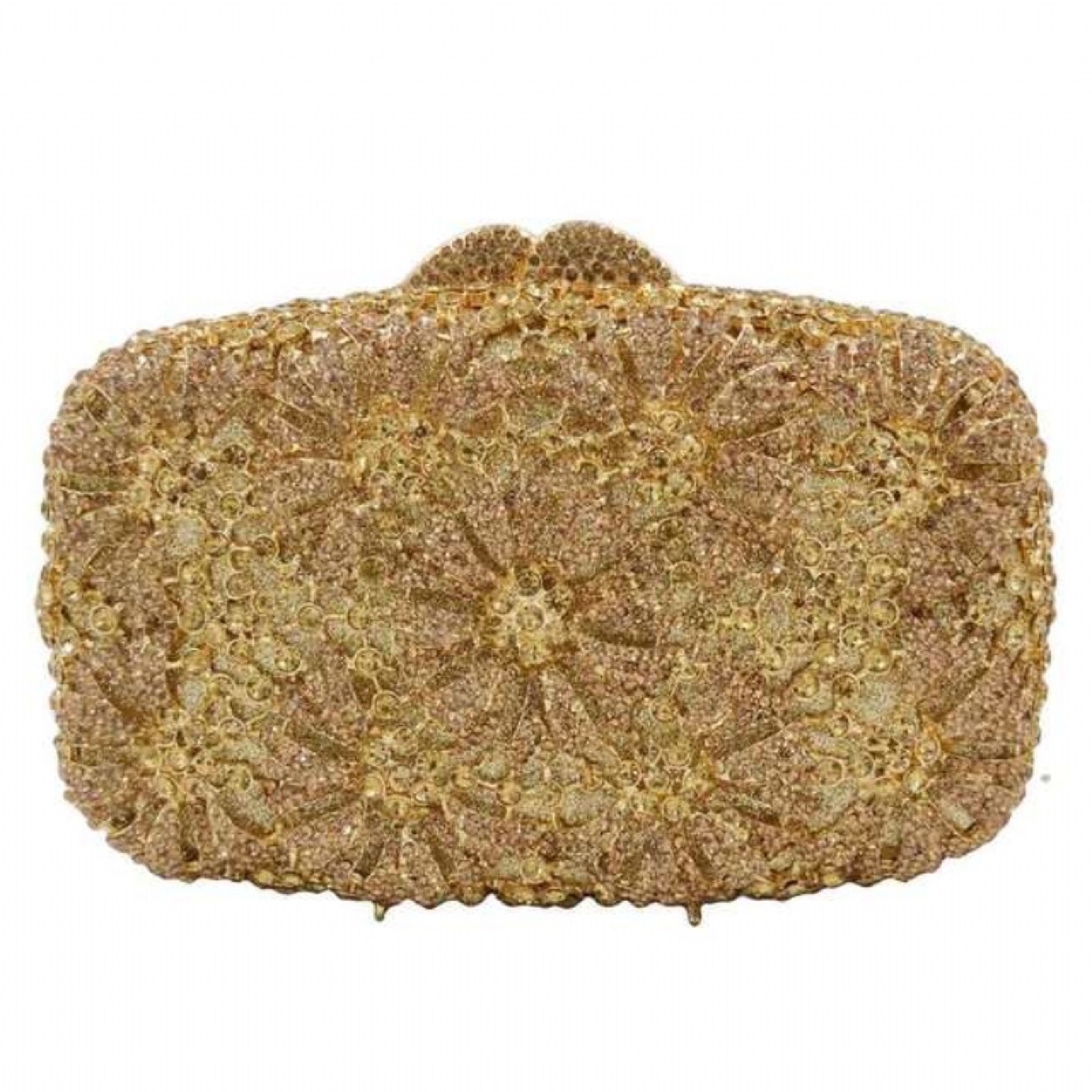 Túi clutch nữ đính kim cương hoa văn bồ công anh chạm rỗng dự tiệc — Vàng kim AB chi tiết 9