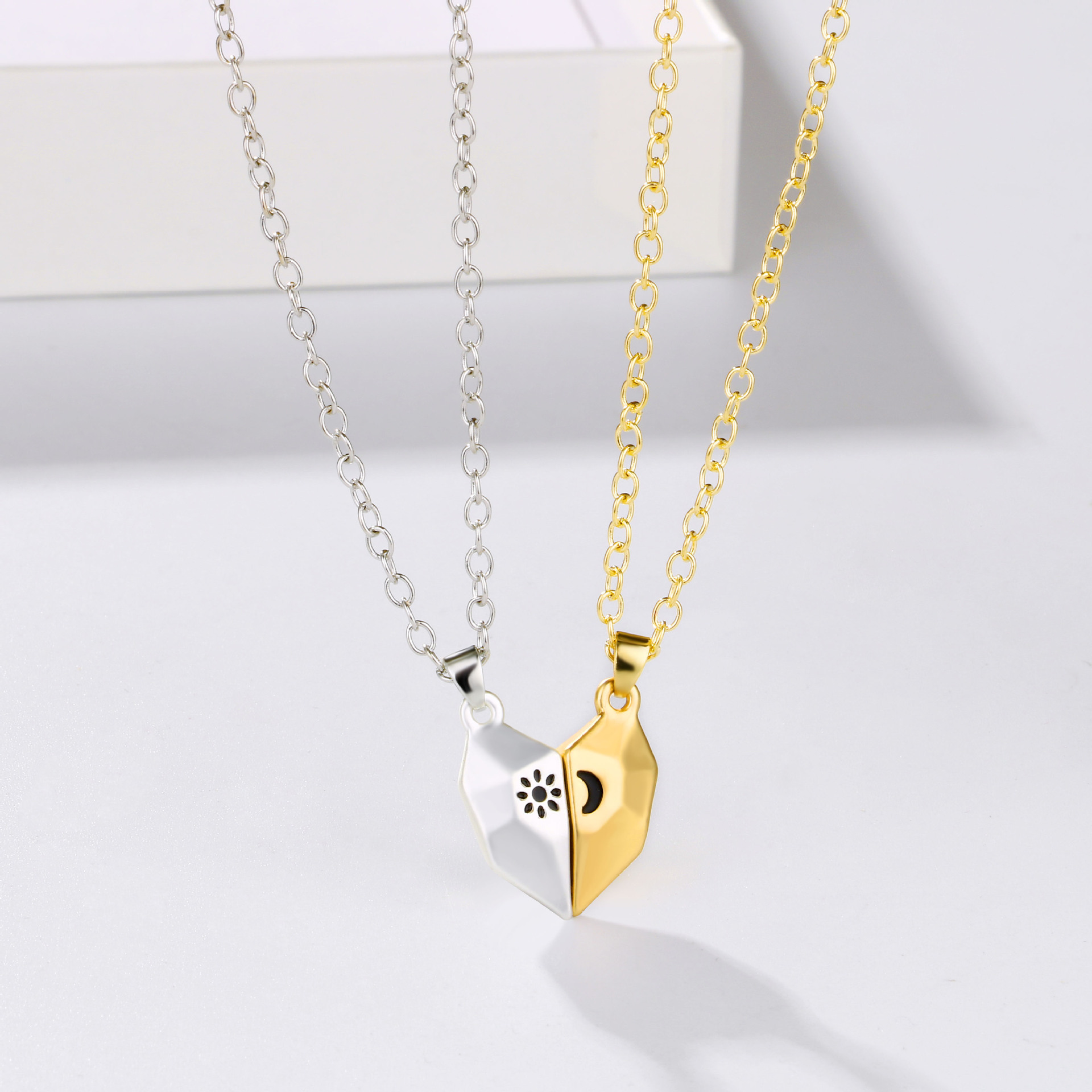 Heart Shape Pattern Simple Style Heart Shape Alloy Plating Couple Pendant Necklace