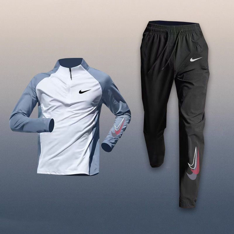 アウトドアスポーツスーツ男性トレーニング服速乾上着半ファスナー長袖ズボン|undefined