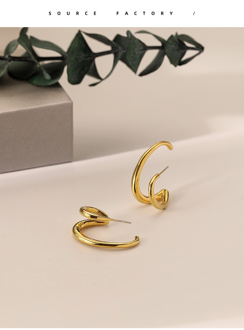 Fashion C Shape Copper Irregular Plating Ear Studs 1 Pair