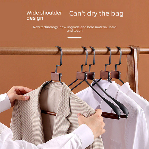 High-end light luxury hanger, niche modern anti-slip clothing store commercial shop beech wood stainless steel metal wardrobe home use