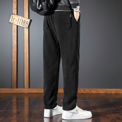 Men's Corduroy Casual Pants, Fleece-Lined & Thickened — Spring, Autumn, and Winter Chenille Sweatpants, Men's Velvet-Trimmed Sportswear