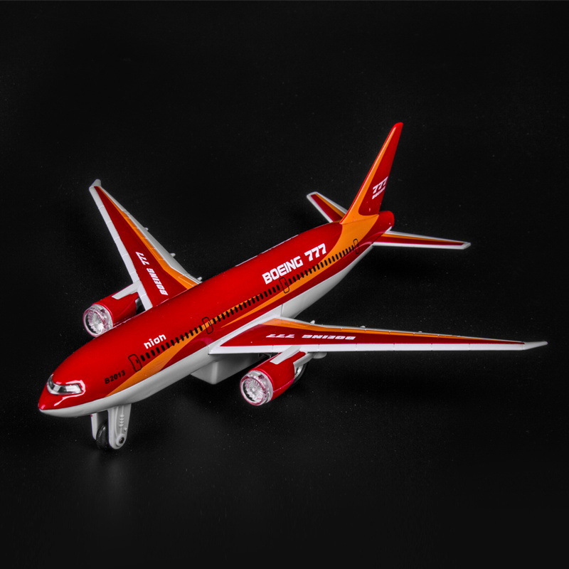 Caipo 51473B aleación aviones de juguete modelo niños simulación sonido 777 avión pasajeros sonido y luz Tire hacia atrás caja color