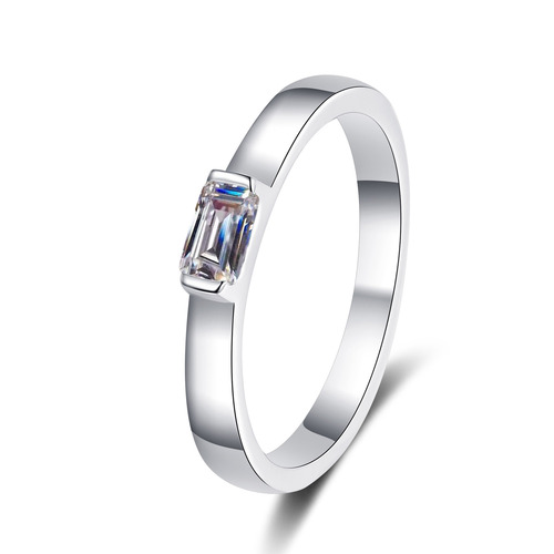 925 sterling silver female emerald cut rectangular chamfered 50 points moissanite ring ring meson
