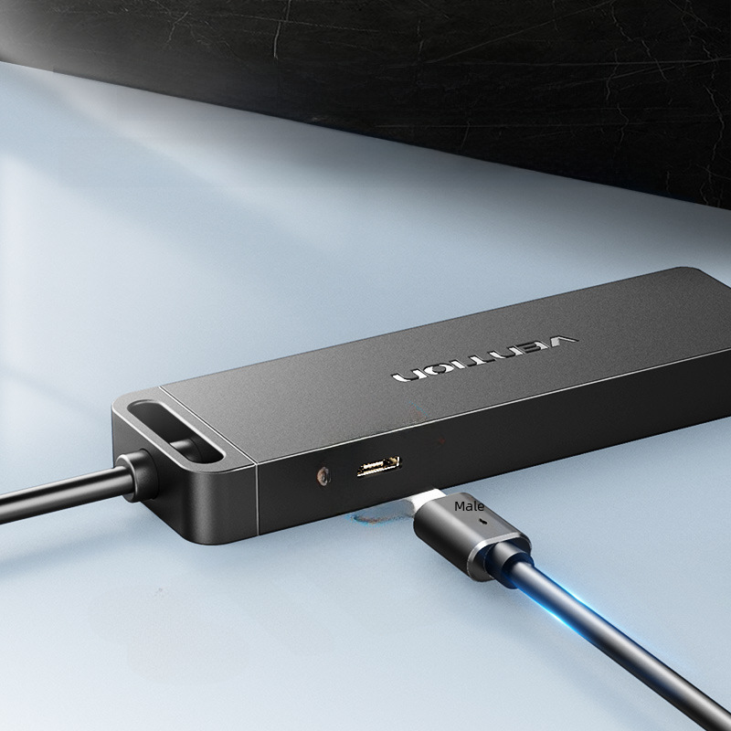 威迅CHM系列USB2.0轉USB2.0x4+micro usb供電黑色0.5米