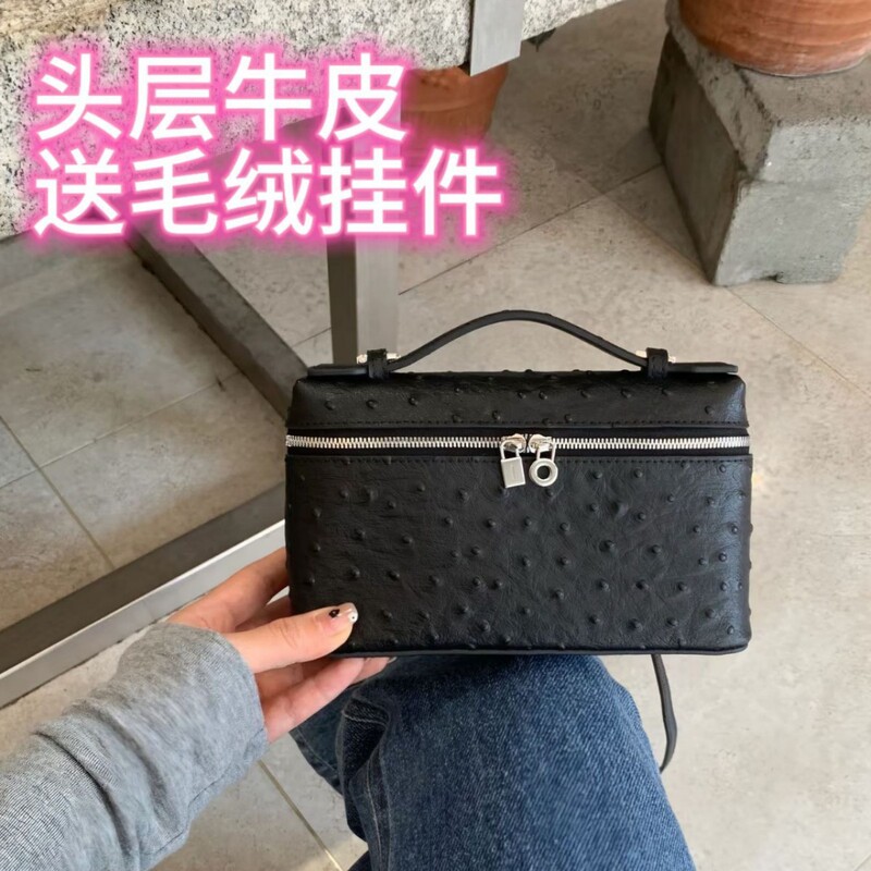 Genuine Leather Lp19 Lunchbox Bag 2026 New Versatile Small Bag Gigi Same Style Ostrich Leather Shoulder Crossbody Bag Handbag Genuine Leather Lp19 Lunchbox Bag 2026 New Versatile Small Bag Gigi Same Style Ostrich Leather Shoulder Crossbody Bag Handbag
