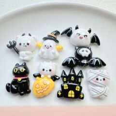 ハロウィーン幽霊かぼちゃ樹脂アクセサリークリームゴムdiyヘアクリップ穴靴ペンダント装飾材