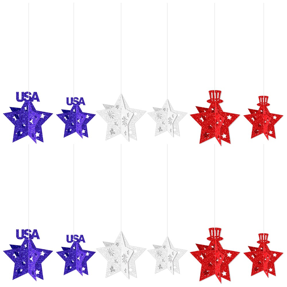 Adornos tridimensionales de la decoración de la fiesta del Día de la Independencia de EE. UU. Adornos del fondo de la fiesta del Día de la Independencia de EE. UU.