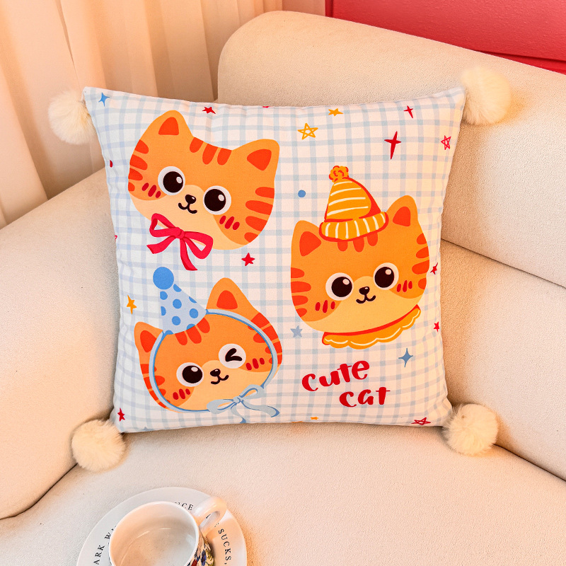 Almohada de azúcar en polvo Bobo Dudu Funda de almohada Sofá de sala de estar Almohada de cintura abstracta con estampado de cabecera Bola de pelo