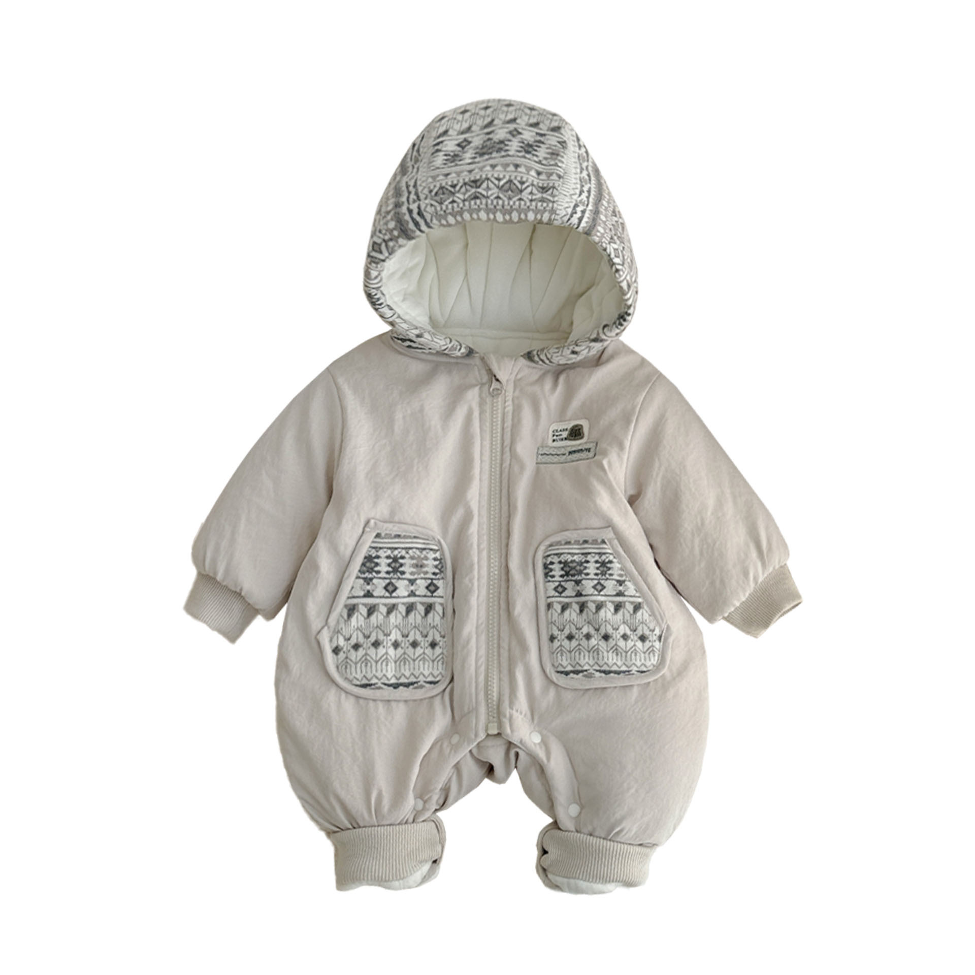 Traje de escalada de invierno para bebés estilo nórdico ins estilo occidental lindo mono engrosamiento 0-2 años bebé hombre ropa de salida acolchada