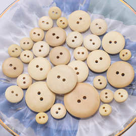 厂家现货批发天然两眼木质扣清漆色面包扣外套DIY服装辅料装饰扣