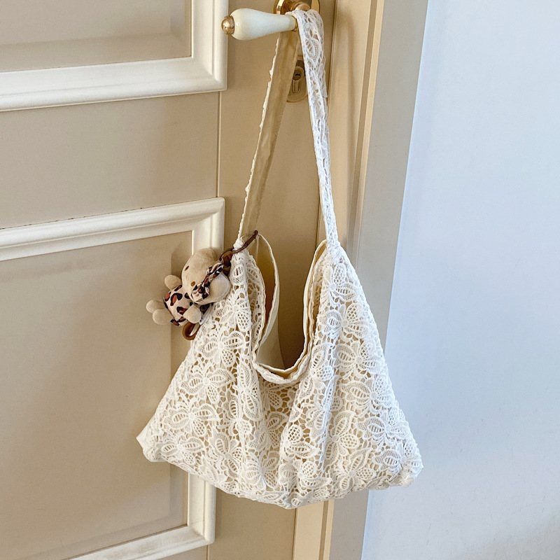 Damen Schultertasche Im Pastoralstil Mit Spitzenbesatz_voghion.com