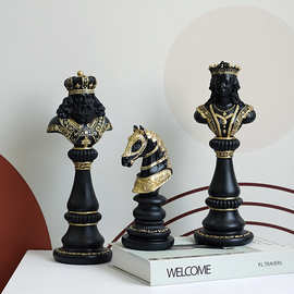 跨境国际象棋树脂摆件家居国王皇后战马工艺品酒柜桌面创意装饰品