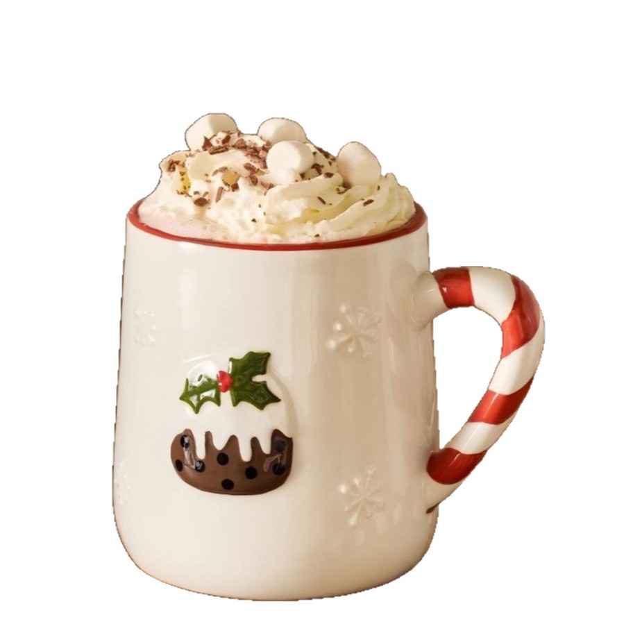 Taza de cerámica de viento de Navidad con mango taza de bebidas calientes de gran capacidad taza de regalo navideña decoración de Navidad regalo