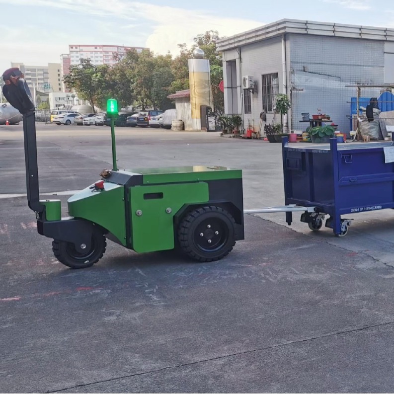 步行电动牵引车2 3 4.5 6吨小型拖头10T平板半挂拖车仓库厂房挂车