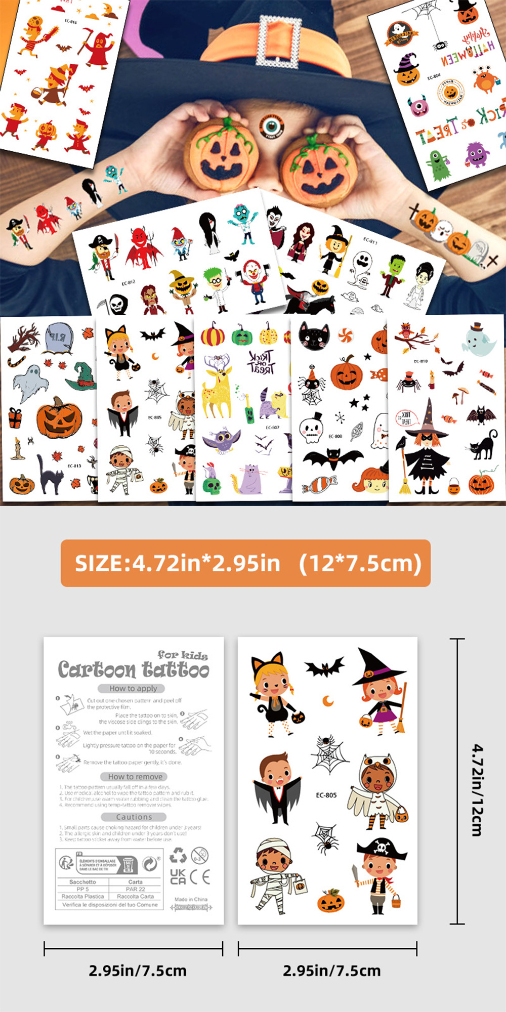 5g Weight tattoo stickers Event & Party Supplies Halloween Pumpkin Masquerade Party Tattoo Stickers