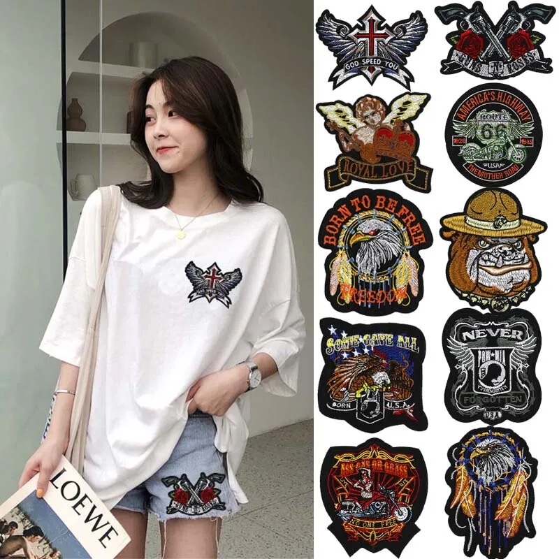 Fashion Embroidery Trend Eagle Personality Cloth Stickers Clothes Jeans Decorative Stickers T-Shirt Holes Patch Clothing Seam Stickers