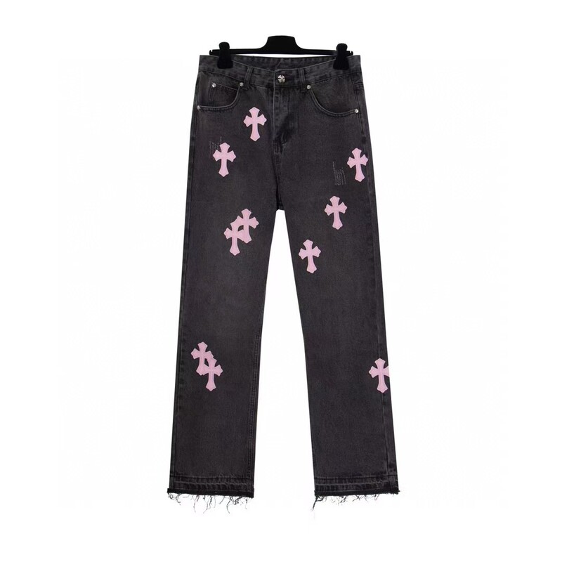 24 正しいバージョン CH クロウクロスレザー刺繍ウォッシュジーンズカップルルーズデニム卸売ドロップシッピング|undefined
