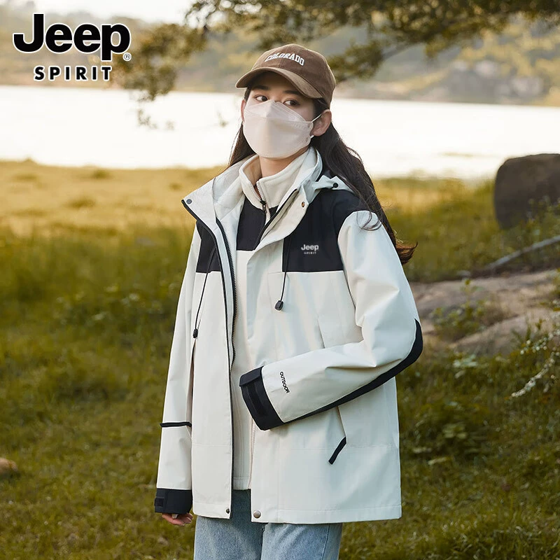 Jeep (JEEP) три в одном куртка куртка мужская весна и осень на открытом воздухе ветрозащитный водонепроницаемый 2024 новый зимний стиль
