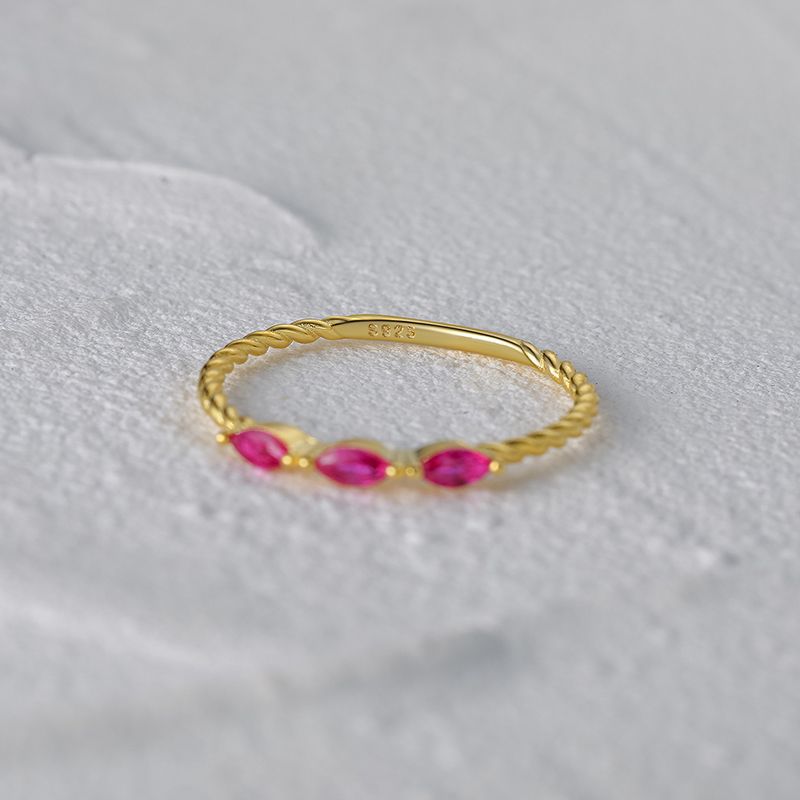 Simple Style Round Sterling Silver Plating Zircon Rings 1 Piece