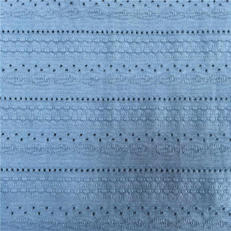 供应棉氨洞洞条纹镂空波浪纹立体竹节感提花