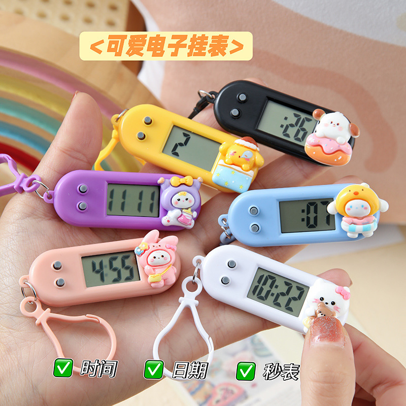 Cartoon Cute Mini Pocket Watch for Students to Use during Exams and Studying, Date and Time Display, Compact Silent Electronic Watch