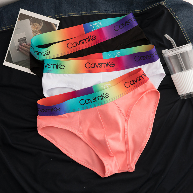 Men's Underwear Briefs Cotton Rainbow Fashion Underwear Men's Briefs Personalized Shorts Youth