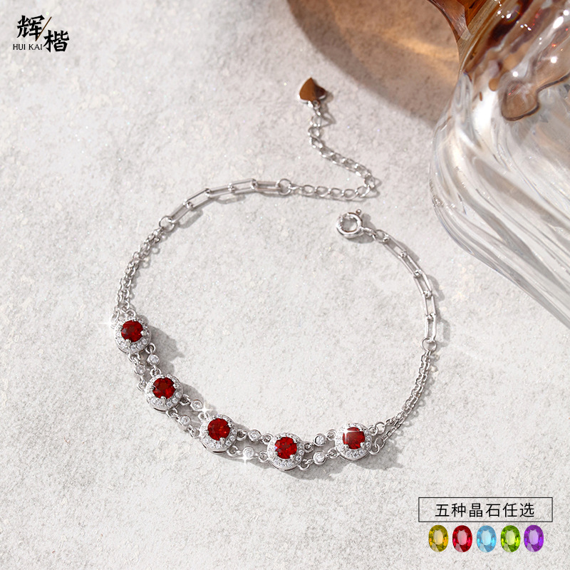 S925 pulsera de plata esterlina moda femenina piedra natural de alta calidad pulsera japonesa y coreana dedicada transfronteriza joyería de plata personalizada