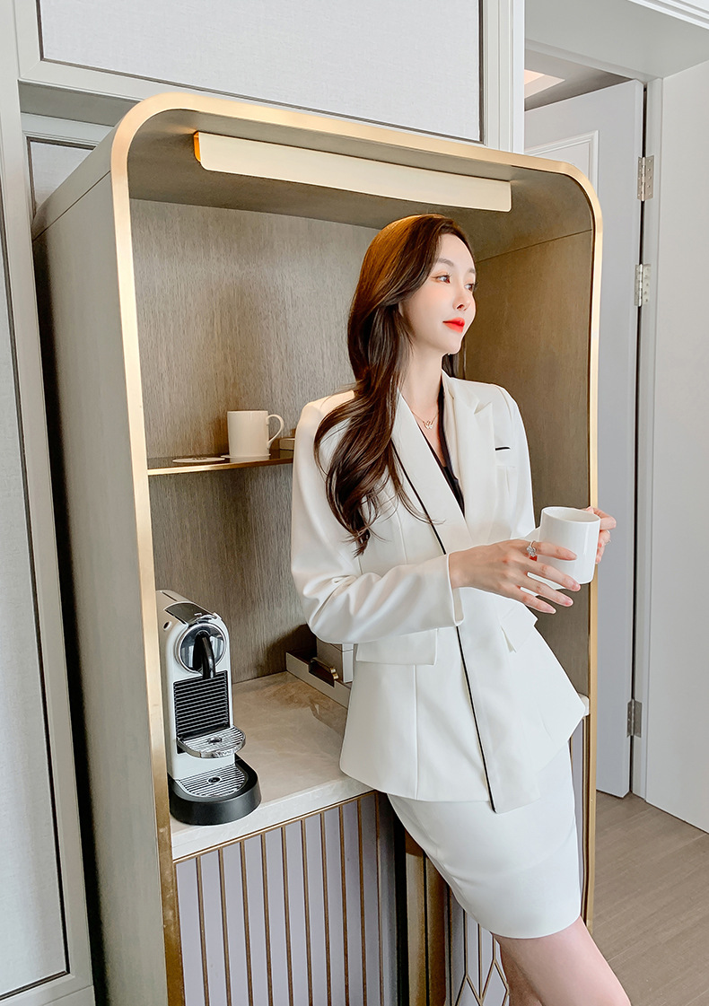 Set công sở nữ áo vest blazer và chân váy hai mảnh kiểu mới — Màu trắng chi tiết 14
