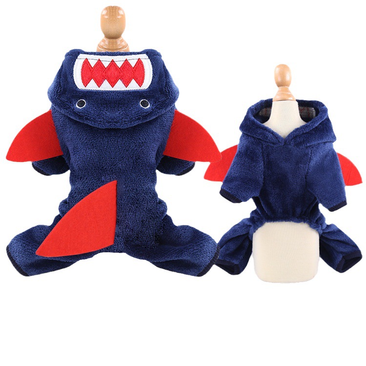 Mascota perro gato ropa de peluche cubo francés Otoño e Invierno suministros coral polar tiburón caliente transformación dibujos animados