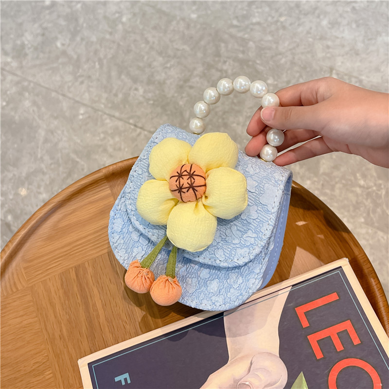 2023 nuevos niños de moda estilo occidental girasol perla bolso niña princesa hombro Messenger bolsa monedero