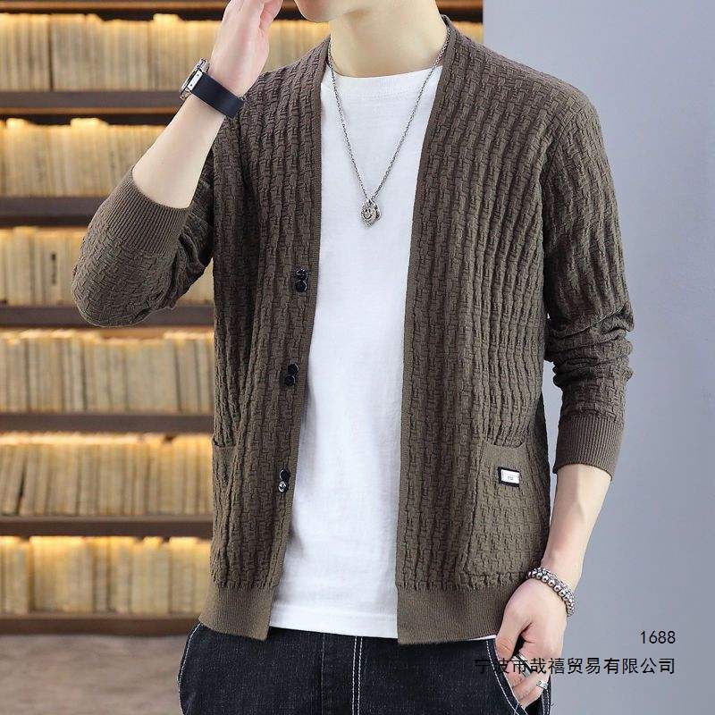 Autumn button-down cardigan sweater men's knitwear Korean style trendy handsome jacket youth personality student coat trendy