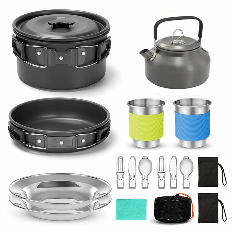 Ds308 Outdoor Pot Portable Pot Set Teapot Set Pot Outdoor Supplies Camping Pot Outdoor Cooking Utensils