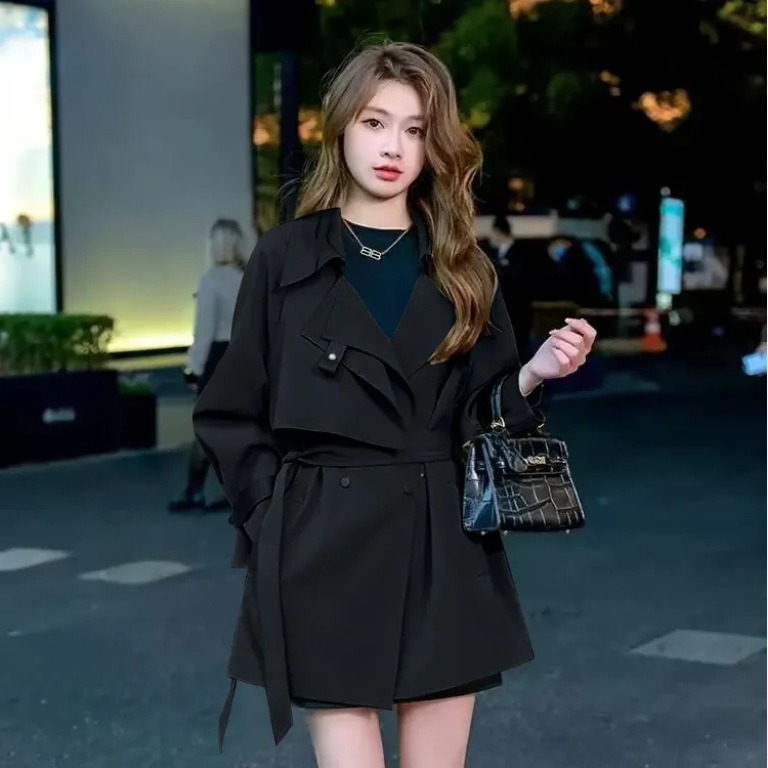 风衣外套小个子女2025新款春秋中长款韩版时尚洋气大衣设计感|undefined